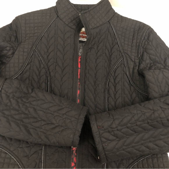 HARLEY Davidson Sz M Black Quilted Jacket - Picture 10 of 16